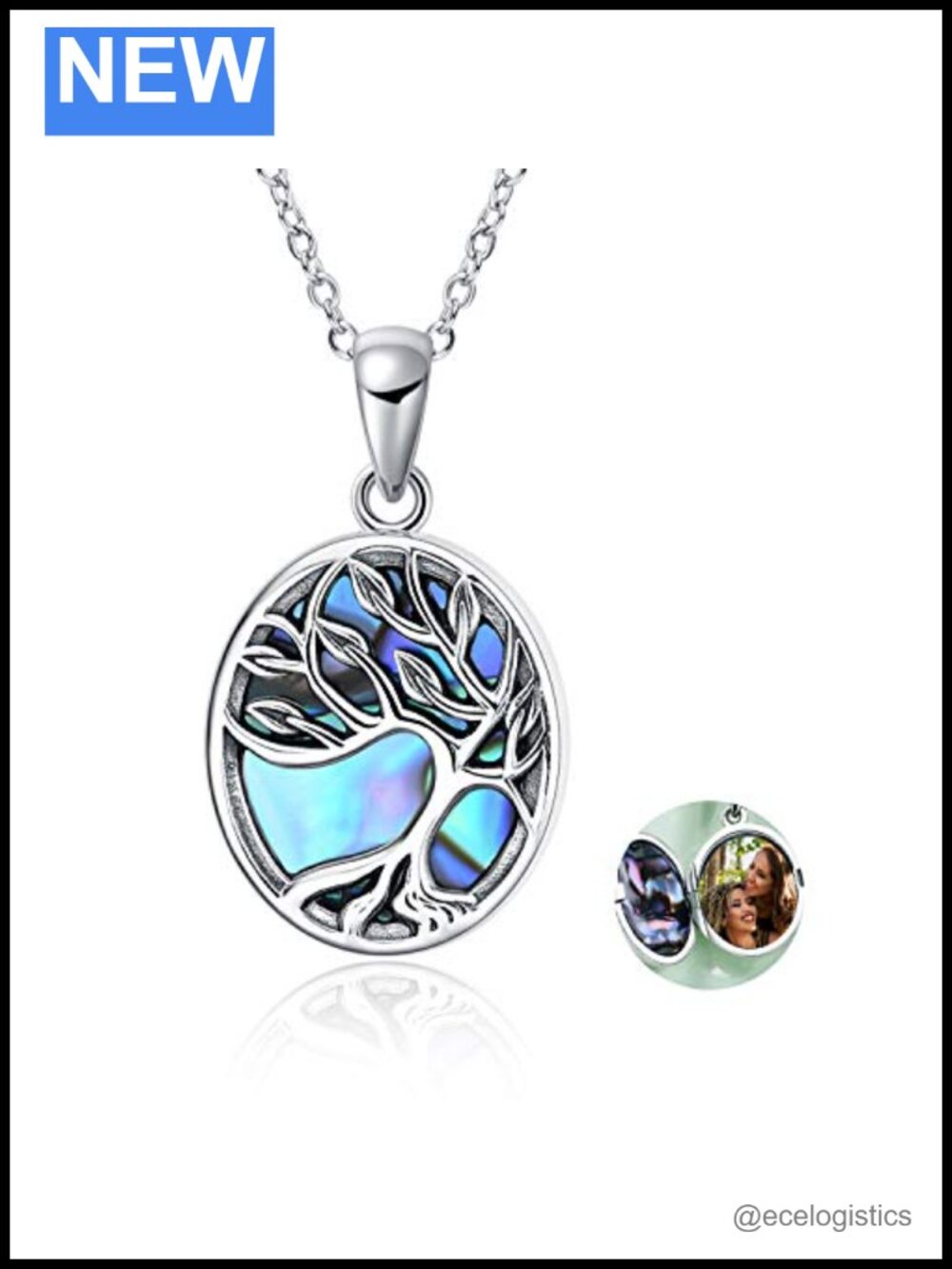 Tree of Life Locket Necklace 925 Sterling Silver Photo Pendant Women
